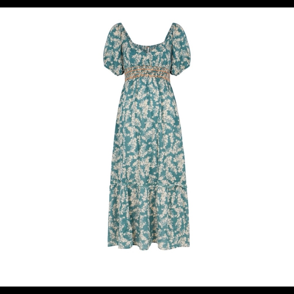 Free People Ellie Print Smocked Midi Dress
